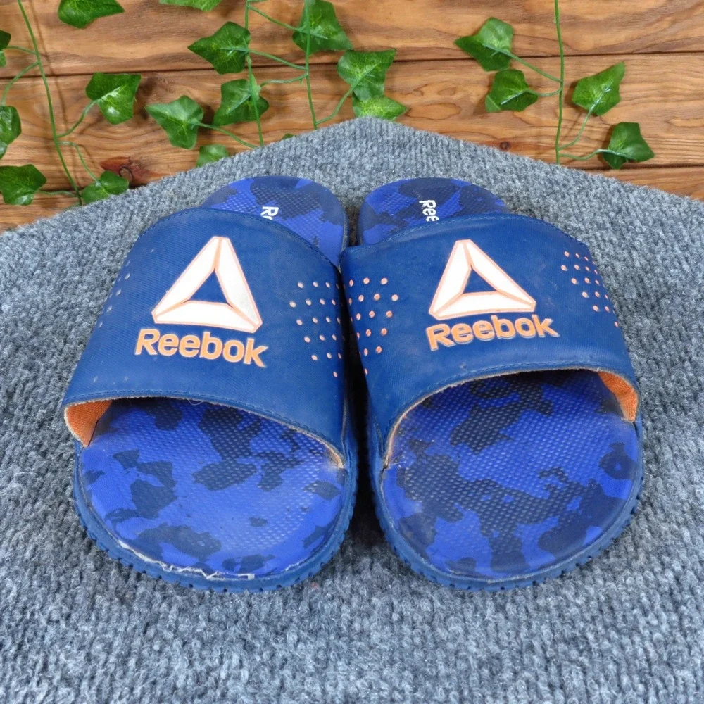 Reebok Pervade Boys Sandal Slide Size 4 Youth‎ Athletic Casual Blue Synthetic